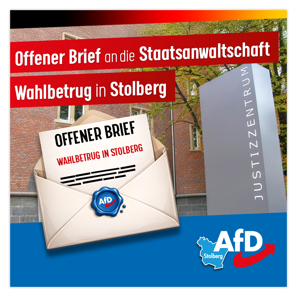 Offener Brief an die Staatsanwaltschaft Aachen - Wahlbetrug Stolberg